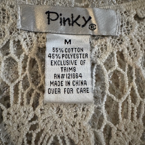 Pinky Vibrant silver and white Cord Tank Top and Elegant floral Design size M - Picture 7 of 8